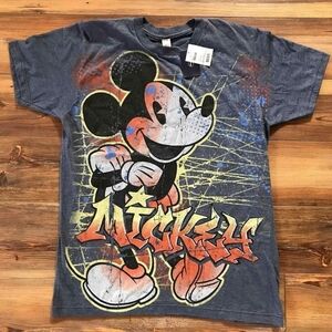 Mickey Mouse Graffiti Themed Short Sleeve Shiry Size Medium